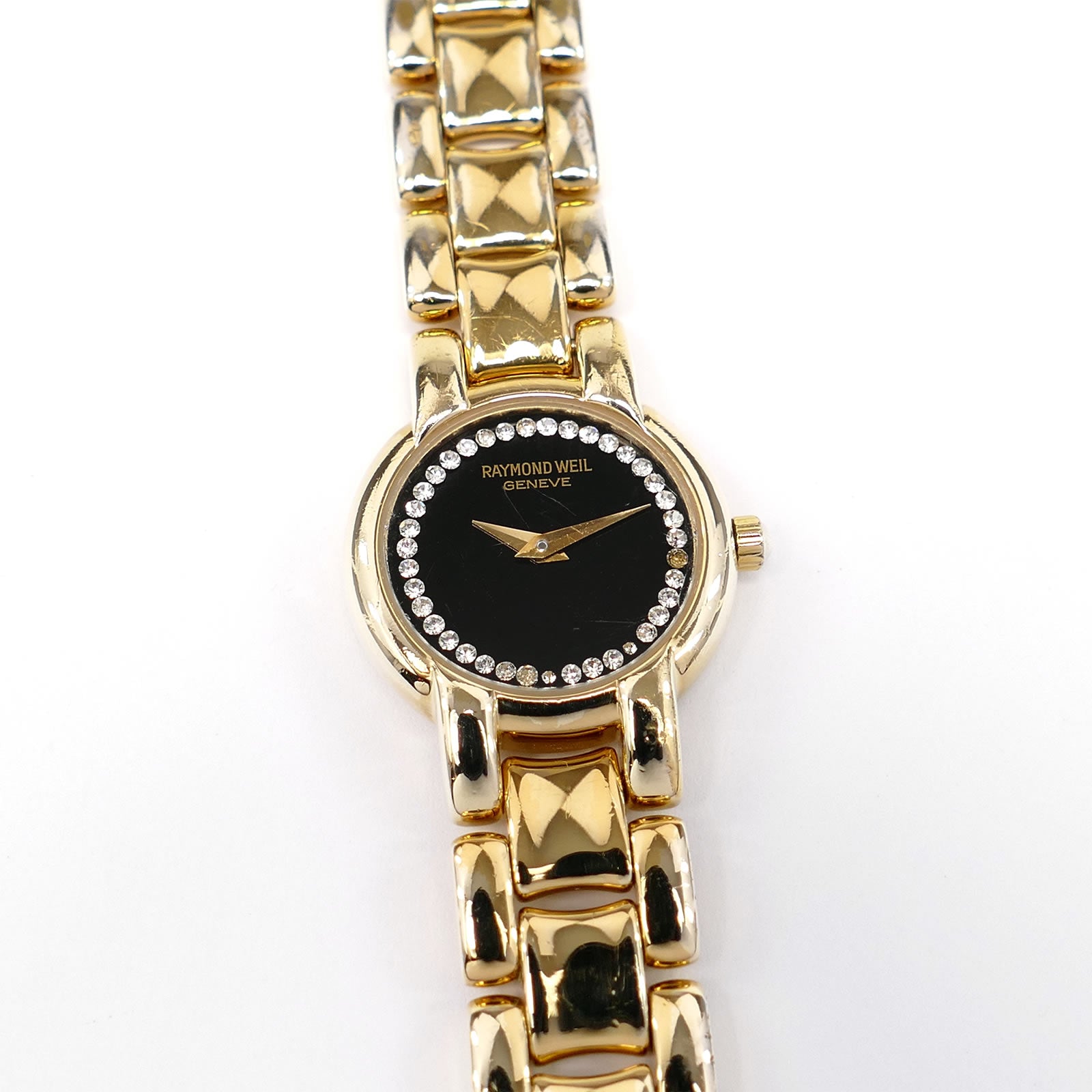 Raymond Weil Vintage Ladies 21mm Black Dial 18k Gold Plated
