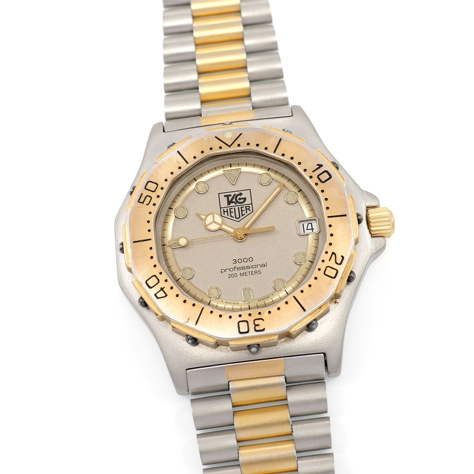 TAG Heuer 3000 Series Silver Dial 38mm Rare 18k Gold Full Size