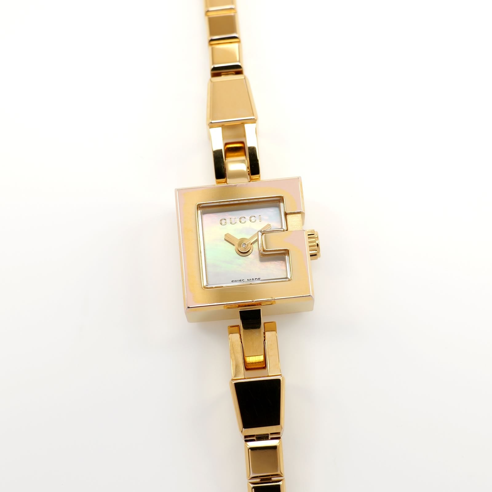 Gucci Mini G 102 Ladies 14mm White Mother of Pearl 18k Gold