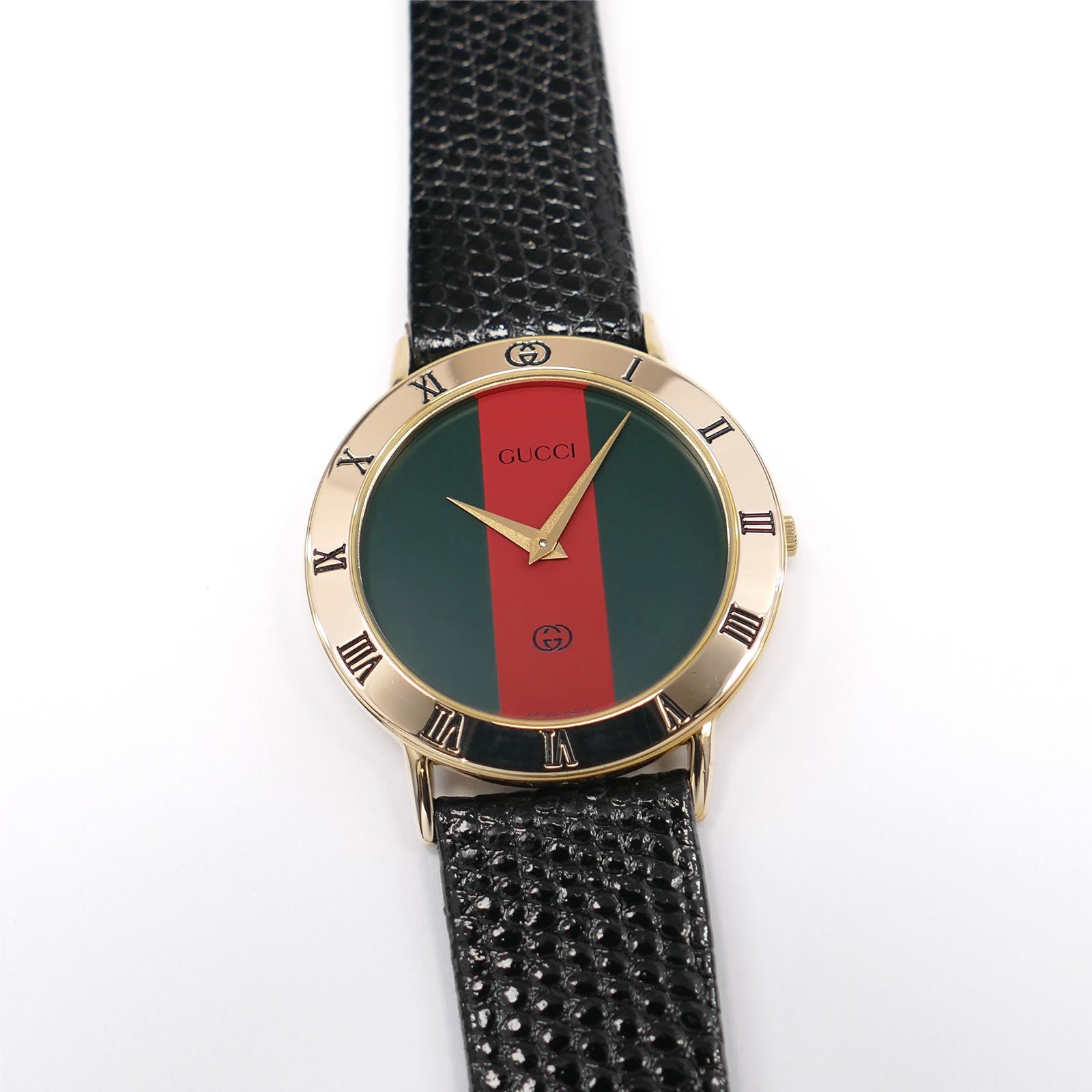 Unisex GUCCI 18K Gold Plated Red & Green Enamel 2000L \'Stack\' Watch Gucci 3001L 18K Women main image 2