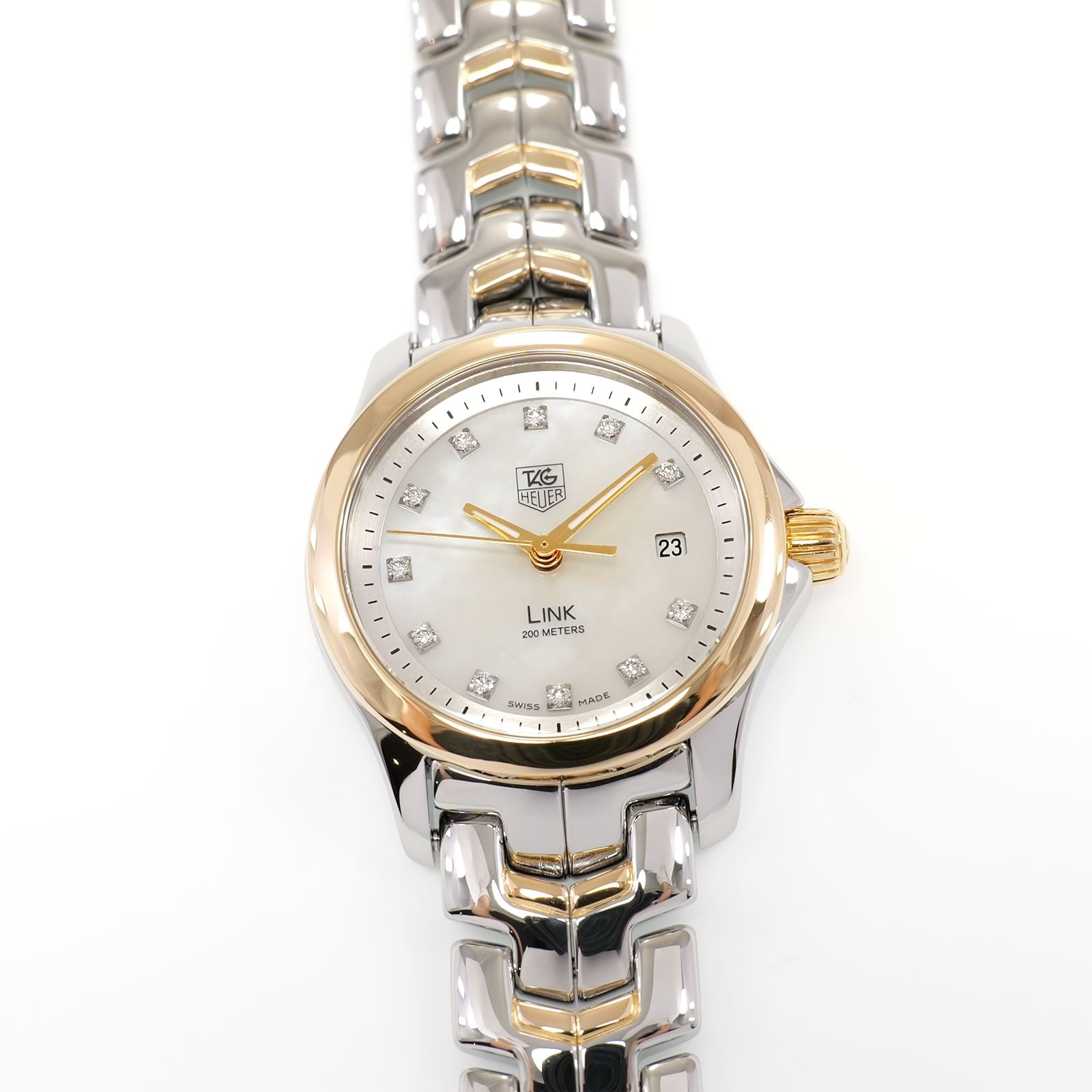 TAG Heuer Link WJF1353 Ladies 27mm Mother of Pearl Dial 18k Gold WJF1353.BB0581