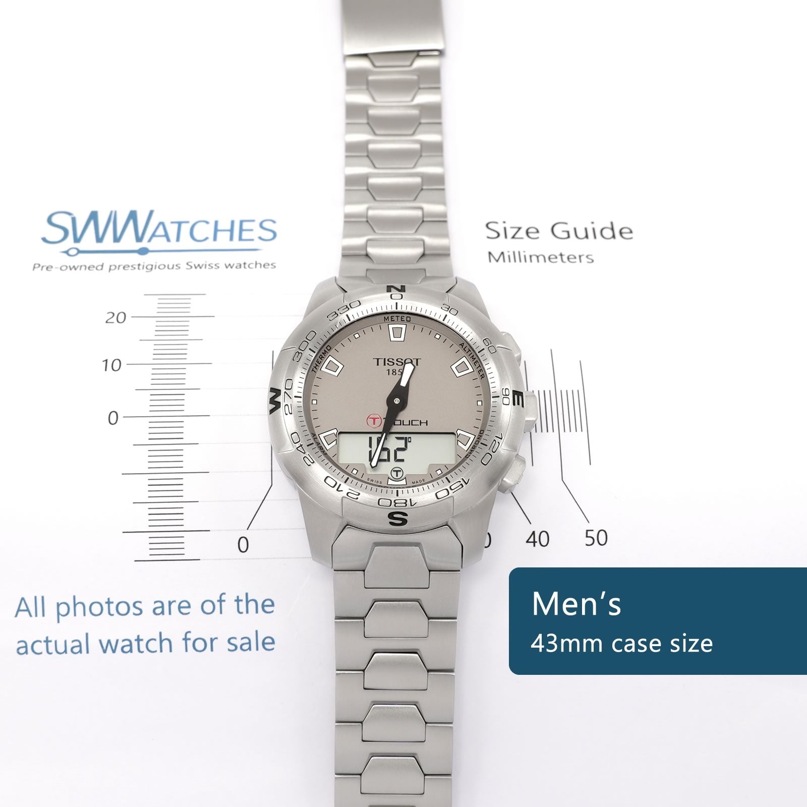 Tissot T-Touch II Men's 43mm case size