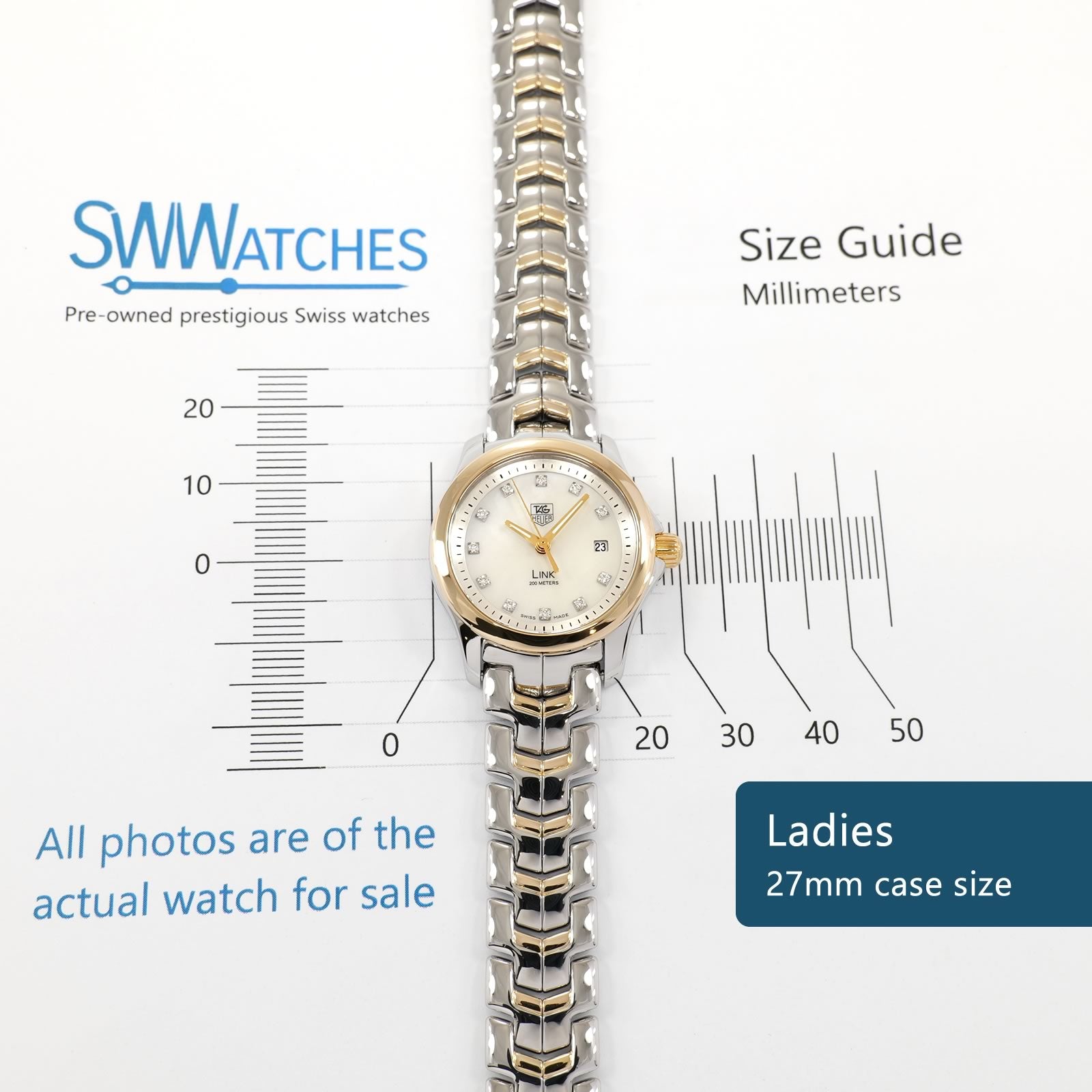 TAG Heuer Link WJF1353 Ladies 27mm case size