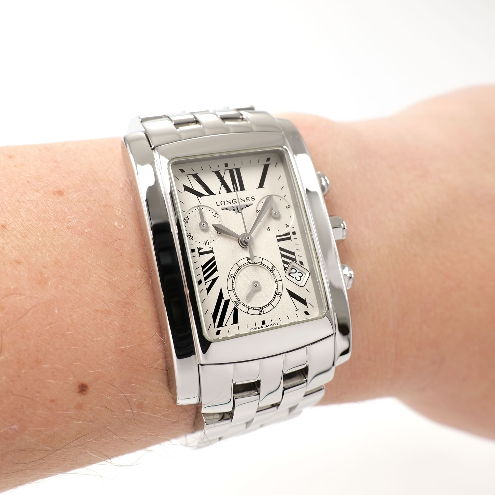 Longines DolceVita L5.656.4 Chronograph Silver Rectangular on the wrist
