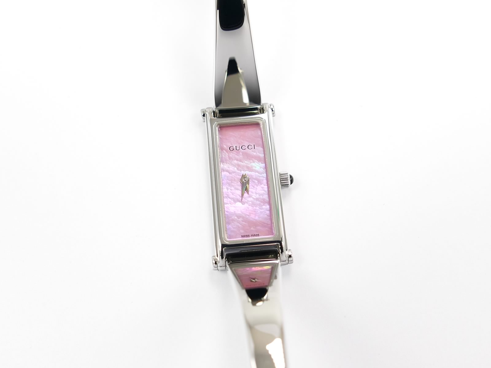 Gucci 1500L Pink Mother of Pearl on Stainless Steel Bangle – SWWatches