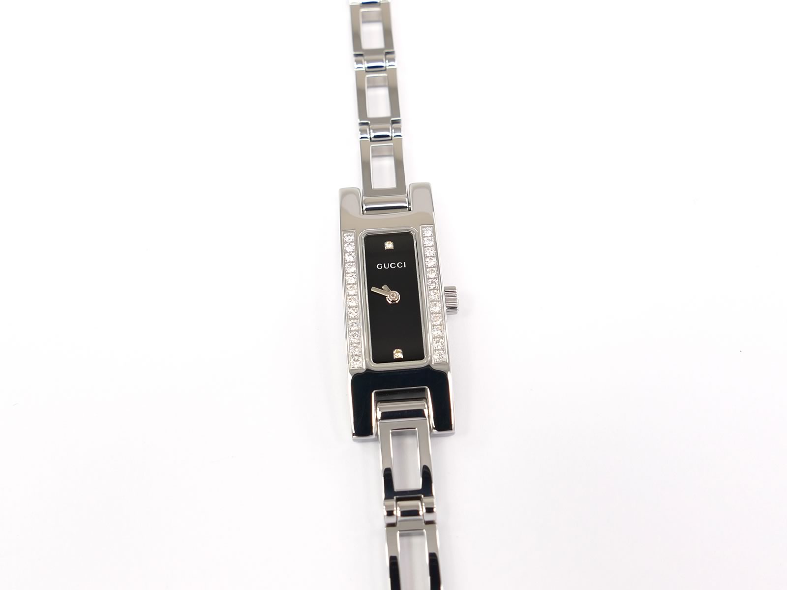 Gucci 3900L Black Dial with 26 Diamonds on Stainless Steel – SWWatches