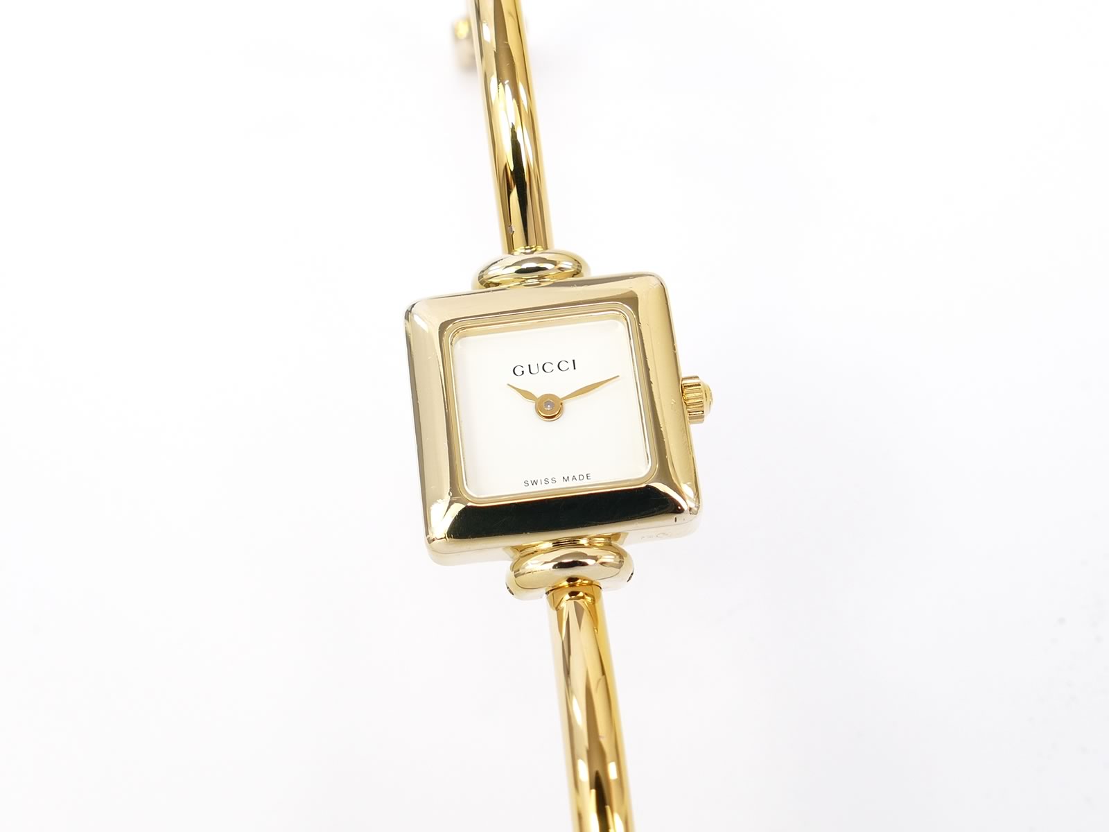 Gucci 1900L White Dial on 18k Gold Plated Bangle – SWWatches