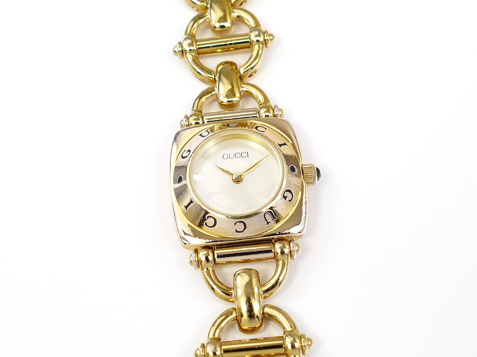 【動作品】GUCCI 6400L ゴールド　クオーツ Gucci 6400L White Mother of Pearl Dial with 18k Gold Plated Case