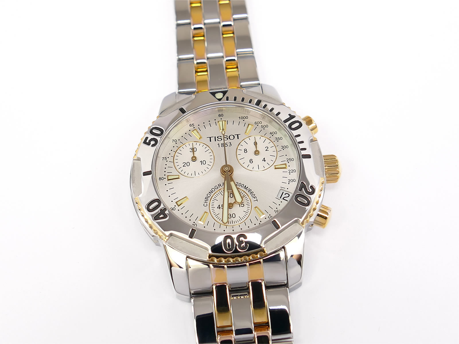 Tissot T-Sport PRS200 Silver Chronograph with 18k Gold - T362/462 