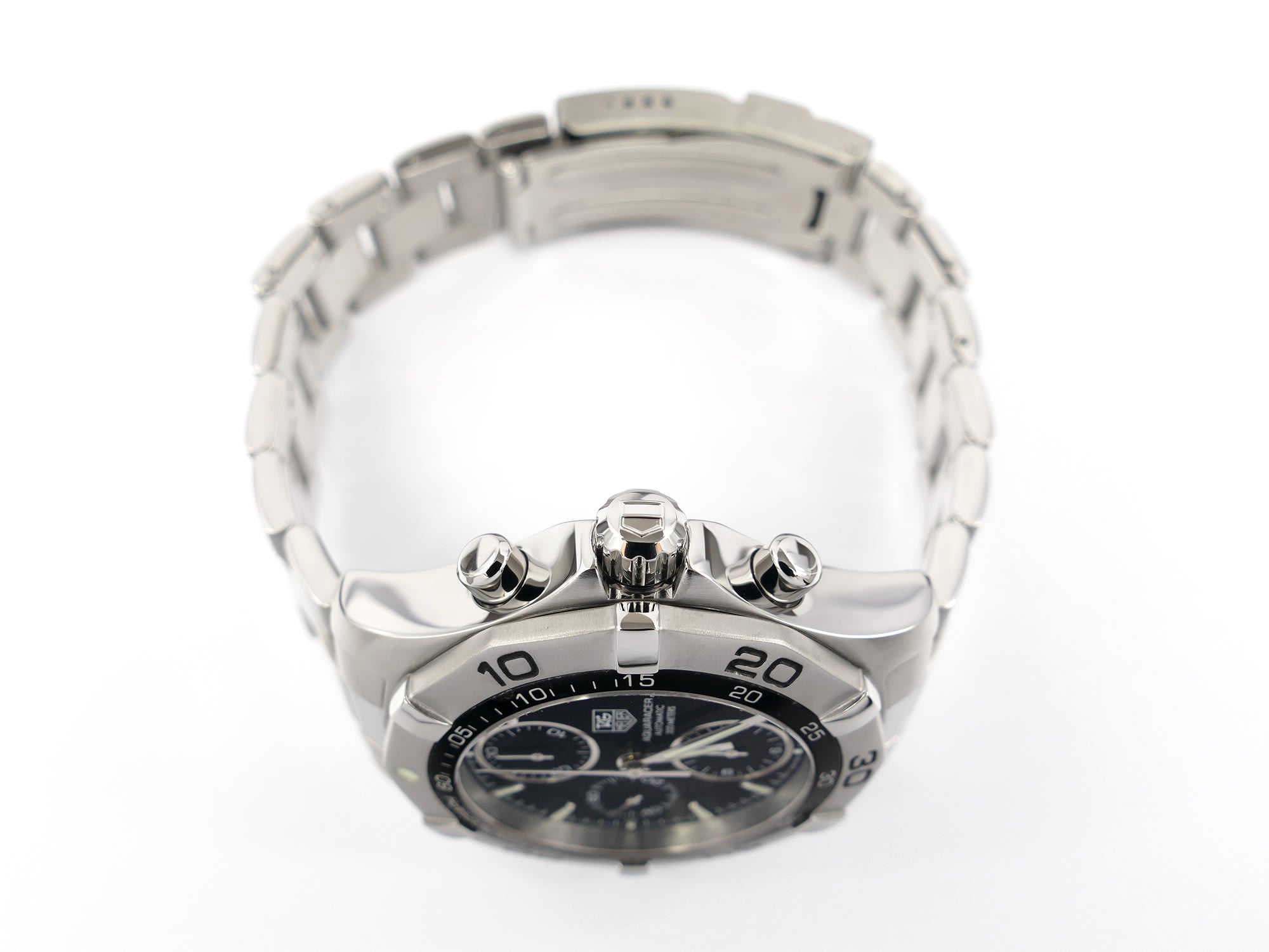 TAG Heuer Aquaracer Chronograph CAF2110 stainless steel screw down crown