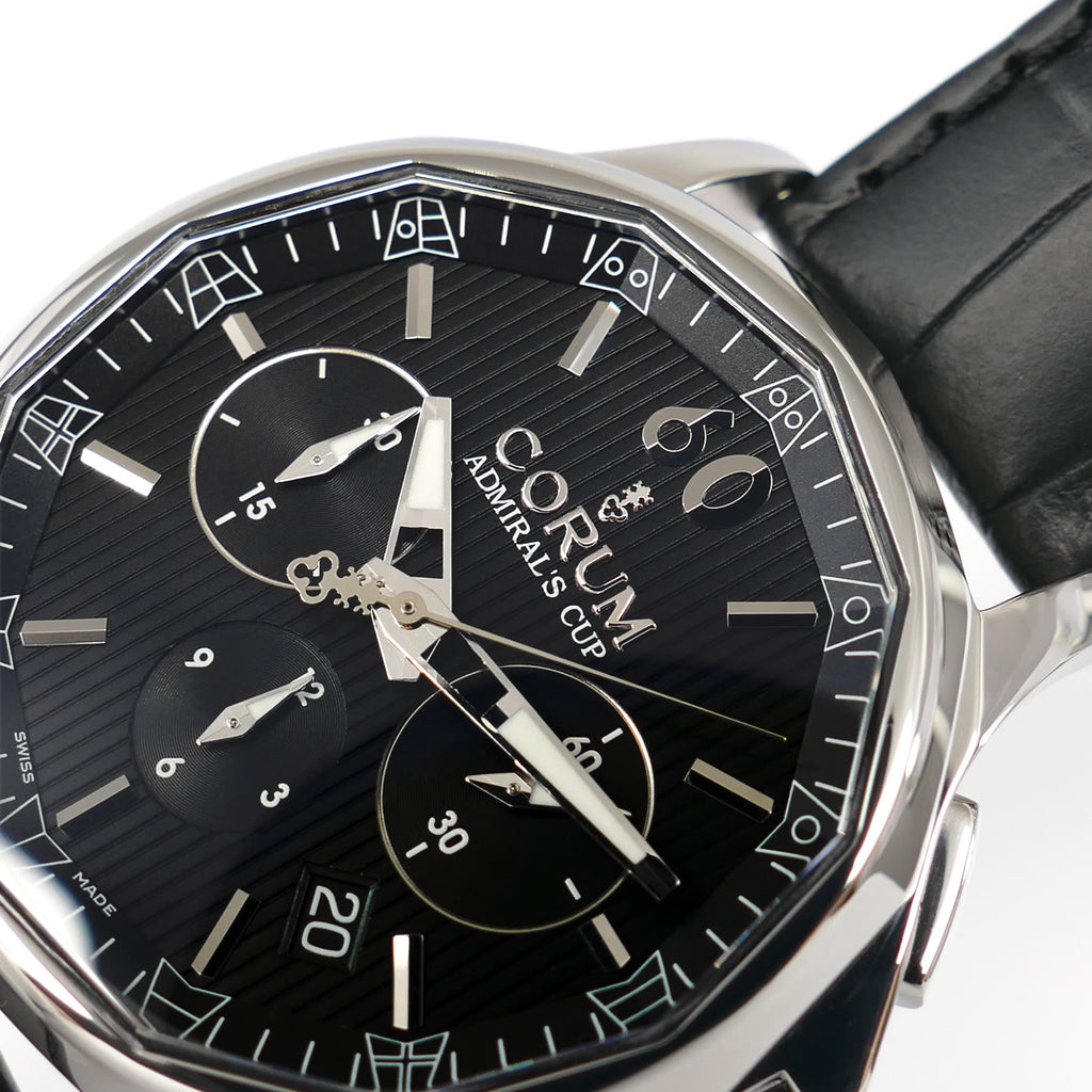Corum Admiral's Cup Legend 01.0096 logo close up