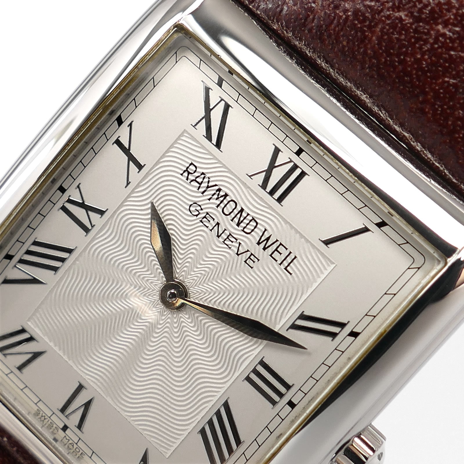 Raymond Weil Don Giovanni 9973/1 Roman Numeral and logo close up