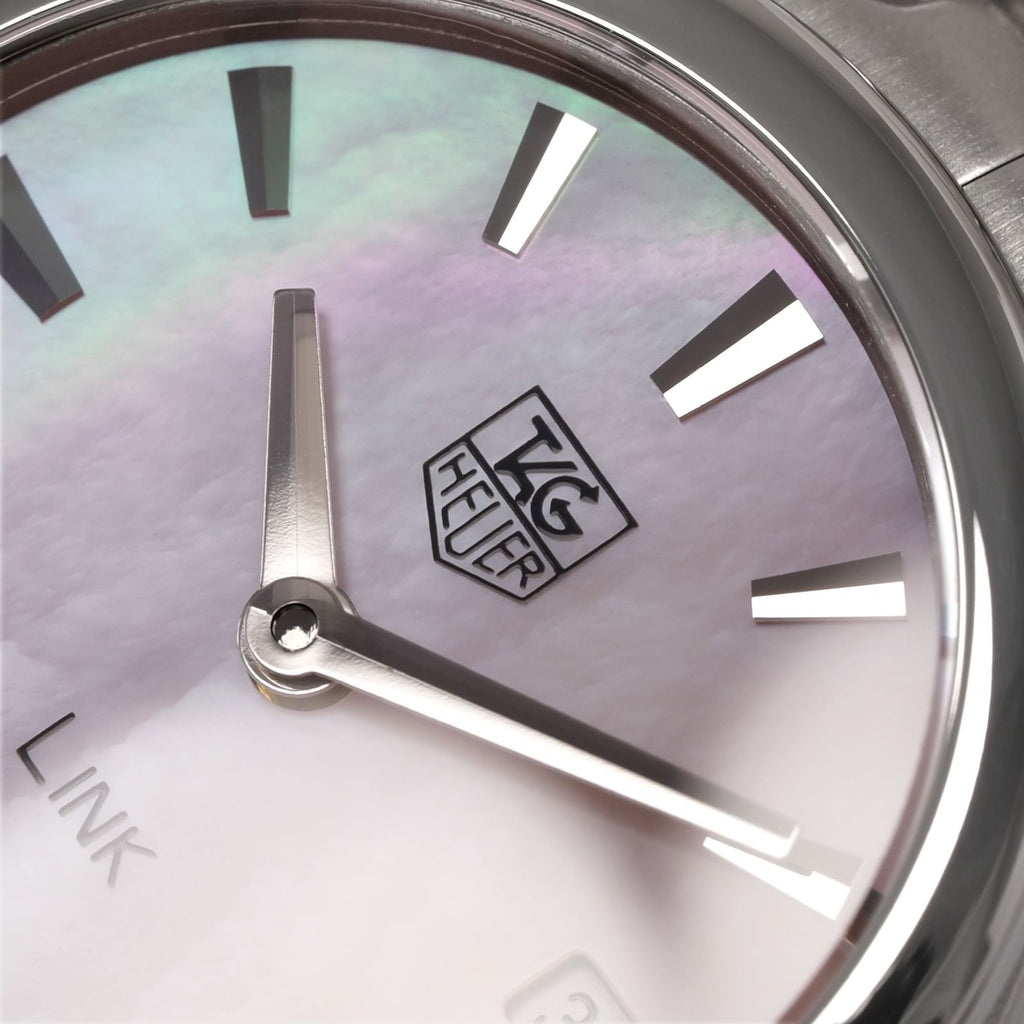 TAG Heuer Link WJF1412 Iridescent Mother of Pearl dial logo close up