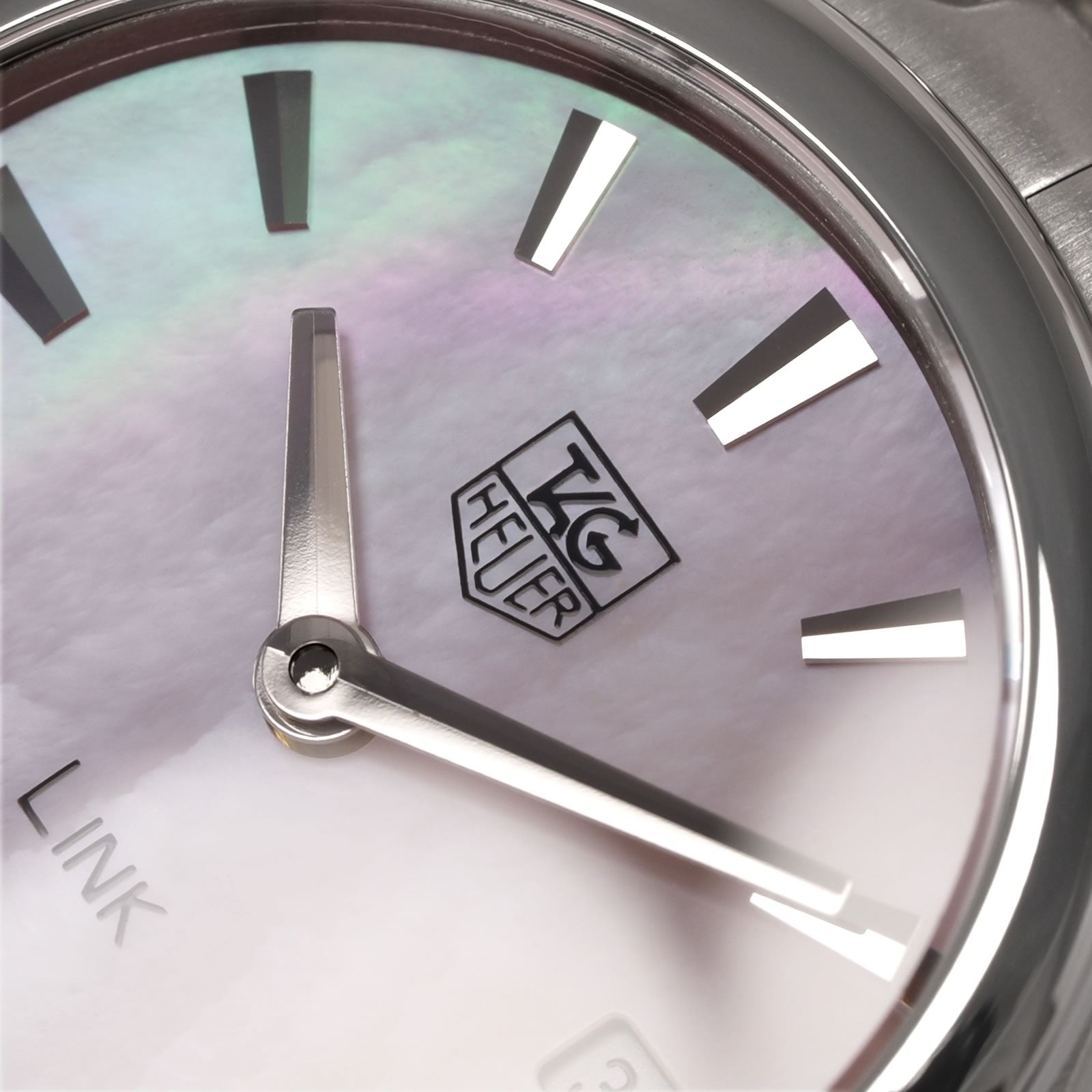 TAG Heuer Link WJF1412 Iridescent Mother of Pearl dial logo close up