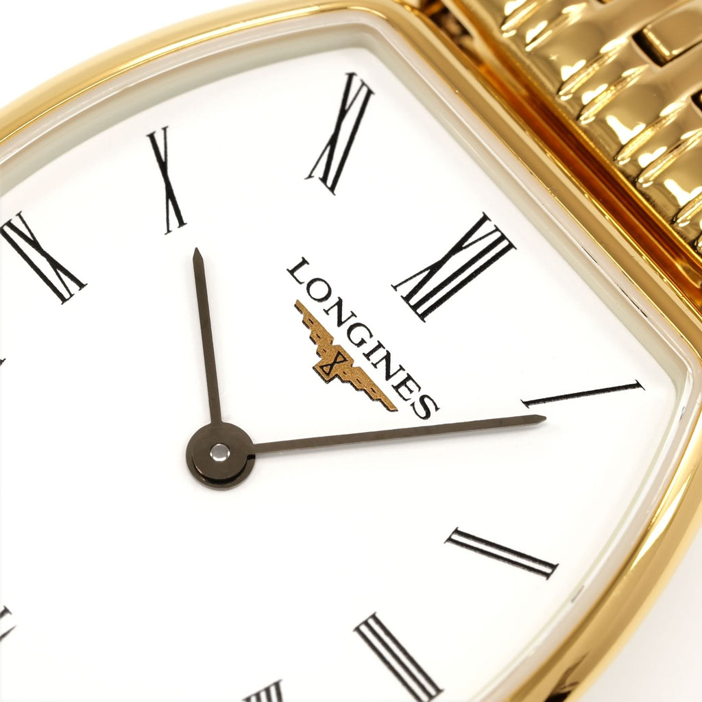 Longines La Grande Classique Gold PVD L4.205.2 logo close up