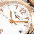Longines PrimaLuna L8.110.5 logo close up