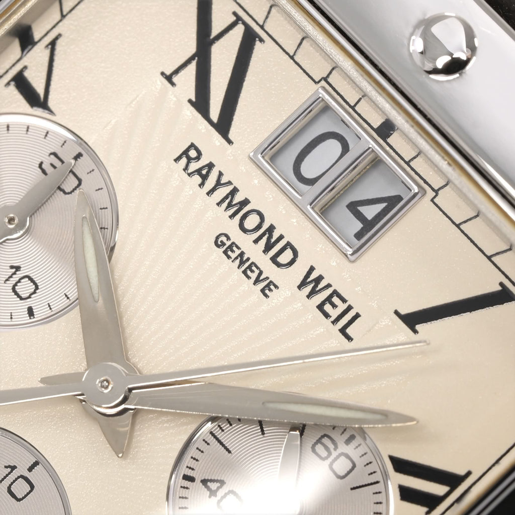 Raymond Weil Tango Chronograph 4881 logo close up