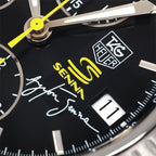 TAG Heuer Link Chronograph CT2115 logo close up Ayrton Senna signature