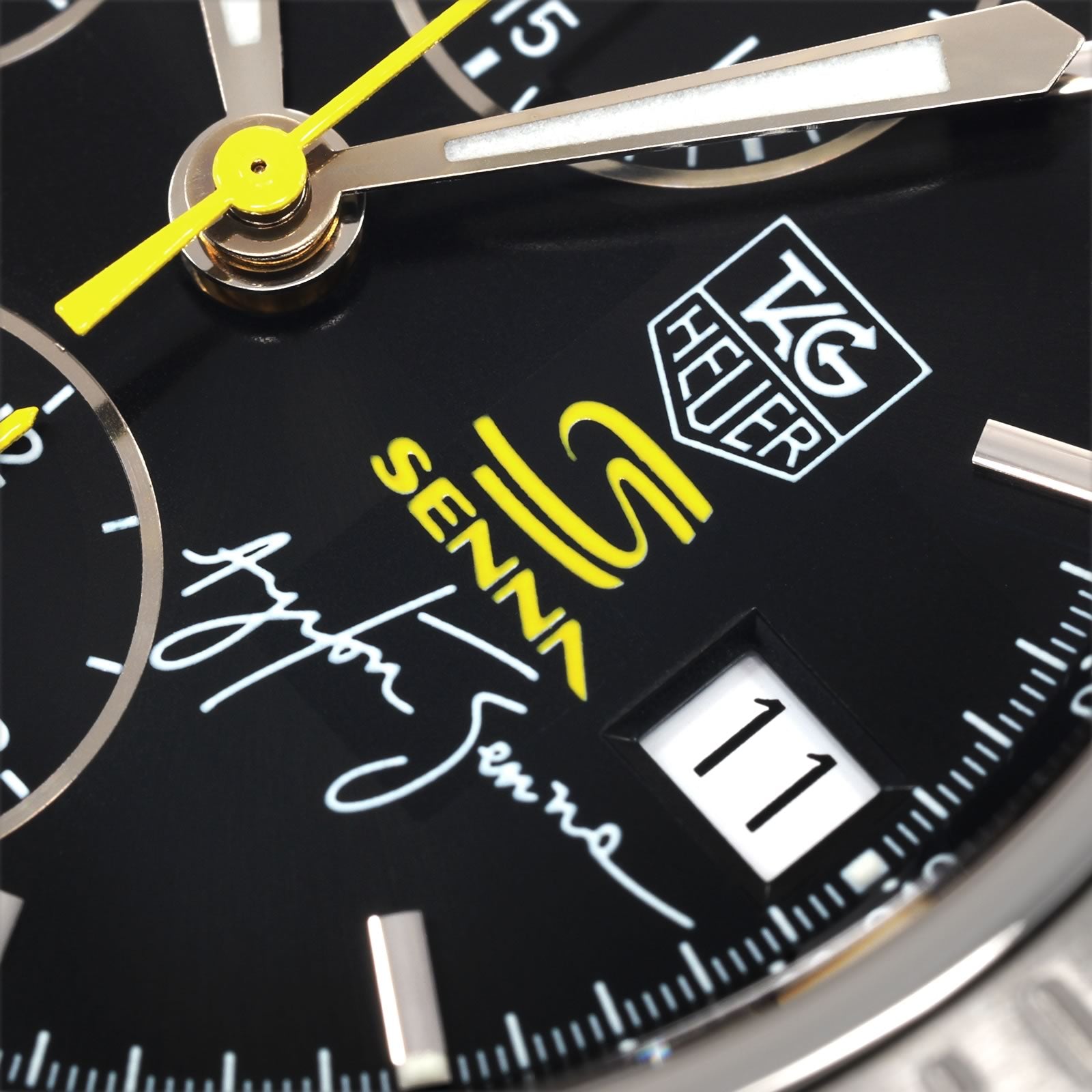 TAG Heuer Link Chronograph CT2115 logo close up Ayrton Senna signature