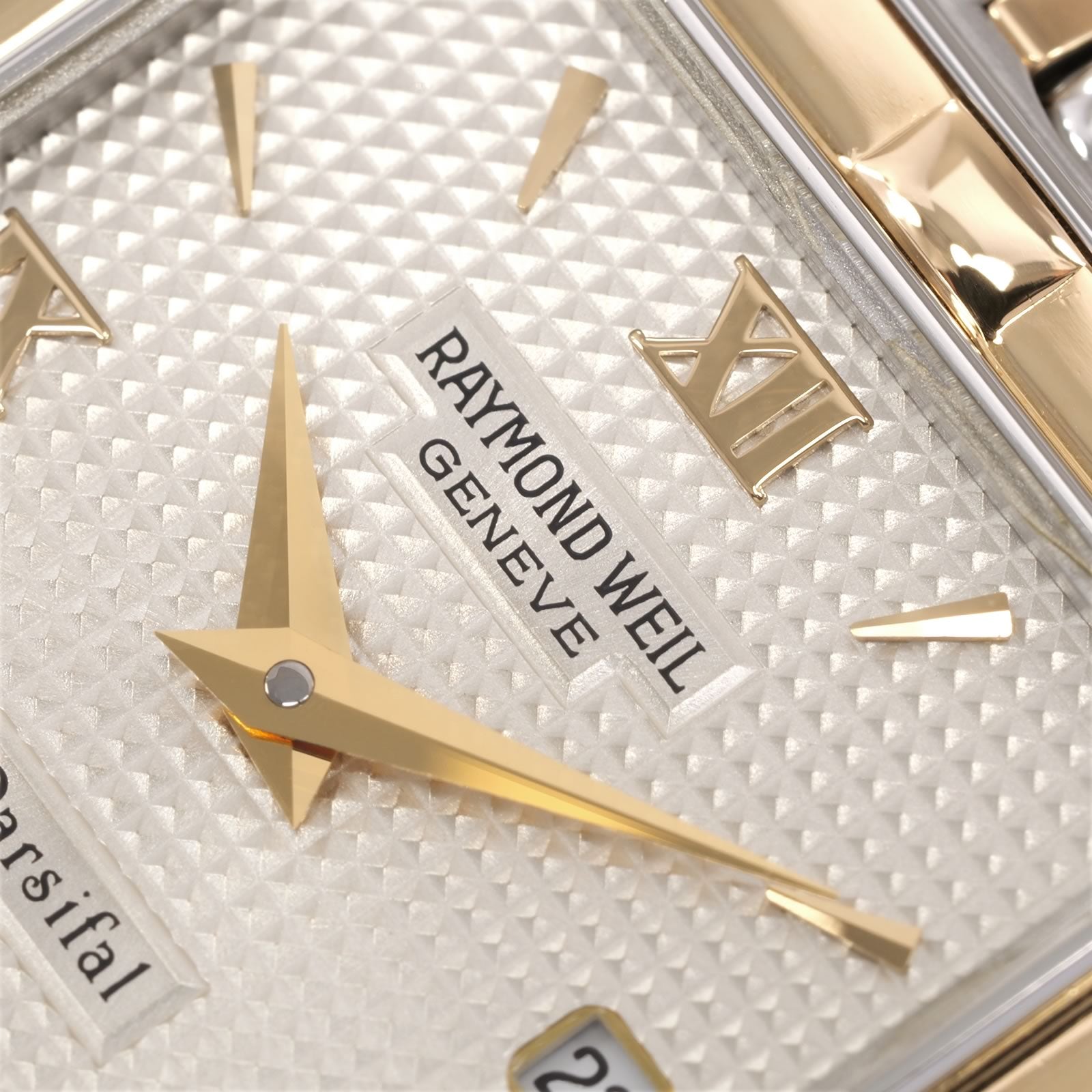 Raymond Weil Parsifal 9390 dial logo close up