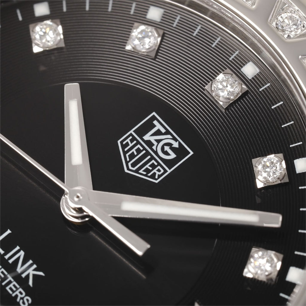 TAG Heuer Link WJ1117-0 dial logo and diamond marker close up