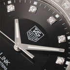 TAG Heuer Link WJ1117-0 dial logo and diamond marker close up