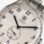 TAG Heuer Carrera Heritage WAS2111 logo close up