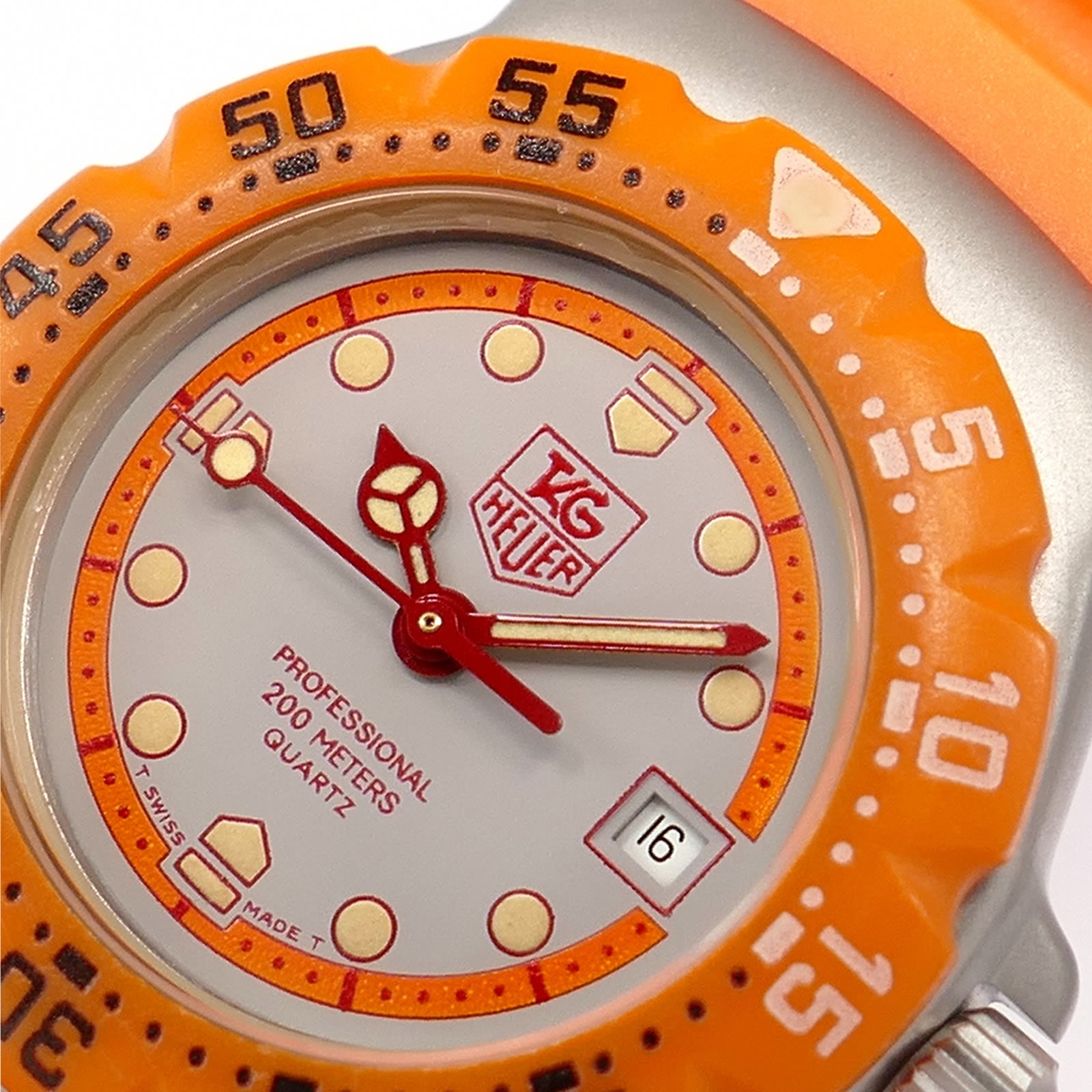 TAG Heuer Formula 1 WA1413 red Mercedes and logo close up