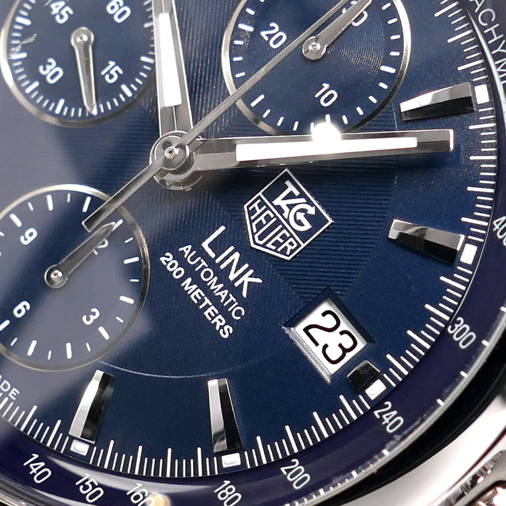 TAG Heuer Link Chronograph CJF2112 logo close up