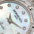 Raymond Weil Parsifal 9691 logo and diamonds close up