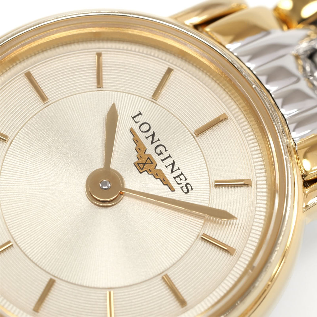 Longines Présence L4.219.2 logo close up