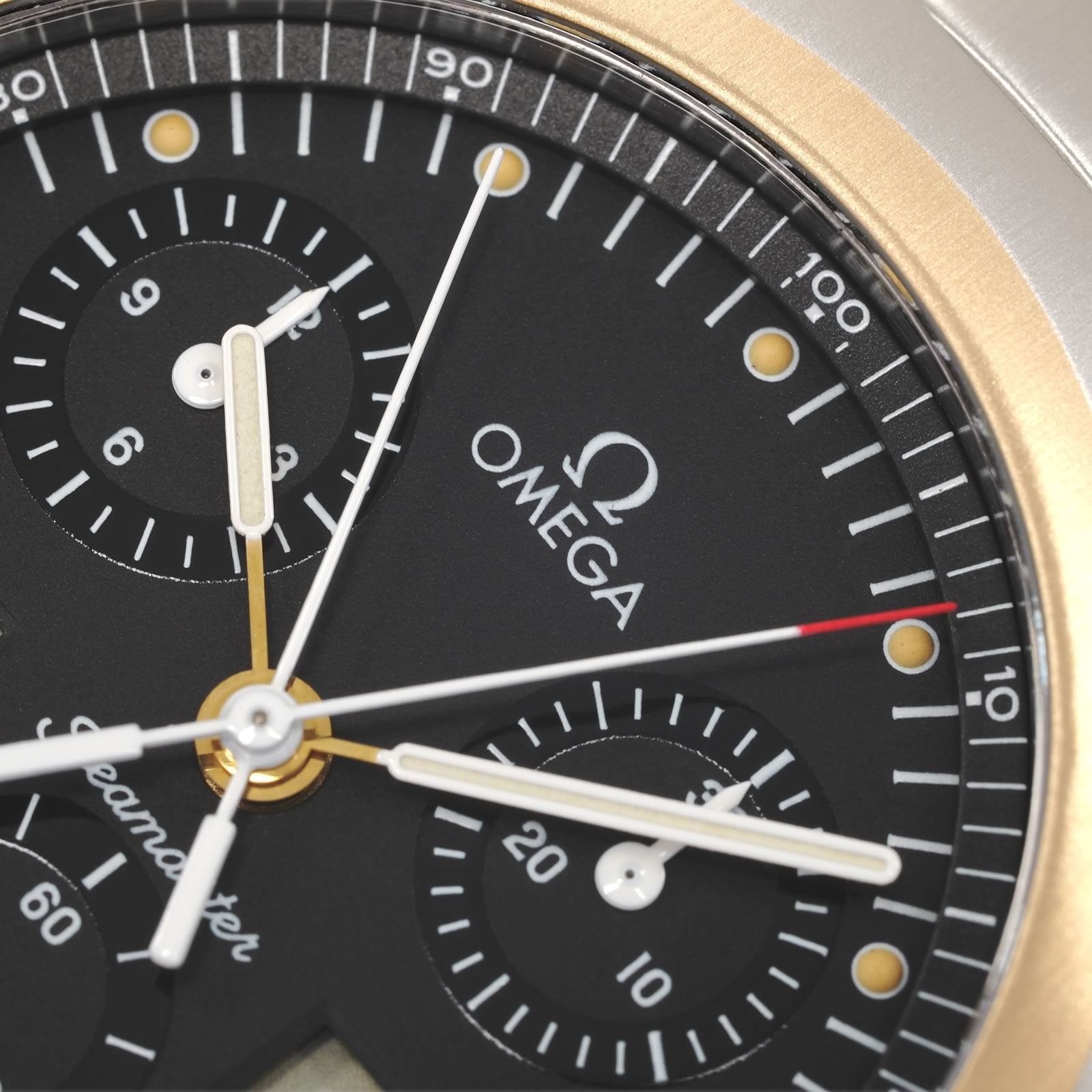 Omega Seamaster Polaris Men's 38mm Black Chronograph 18k Gold