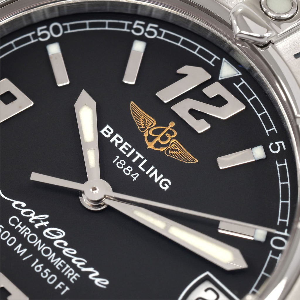Breitling Colt Oceane A57350 wings logo close up