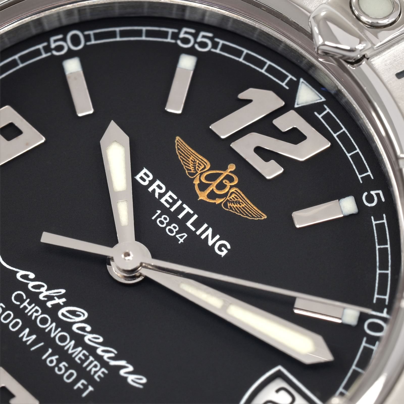 Breitling Colt Oceane A57350 wings logo close up