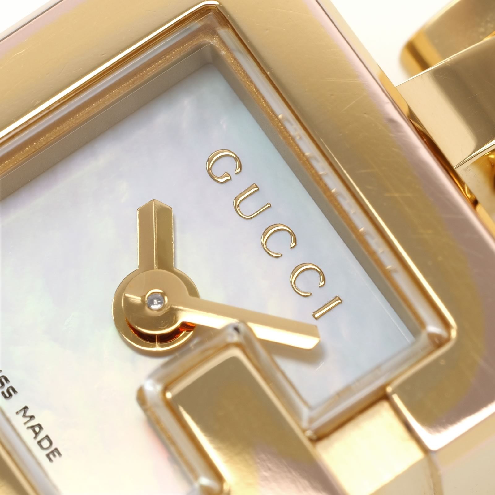 Gucci Mini G 102 Ladies 14mm White Mother of Pearl 18k Gold