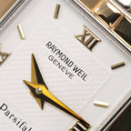 Raymond Weil Parsifal 9730 logo close up and guilloche pattern