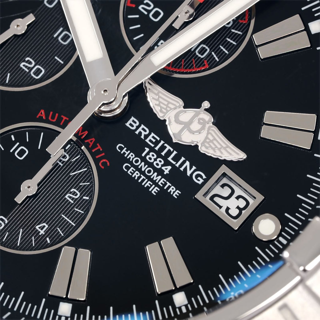 Breitling Super Avenger A13370 dial logo close up