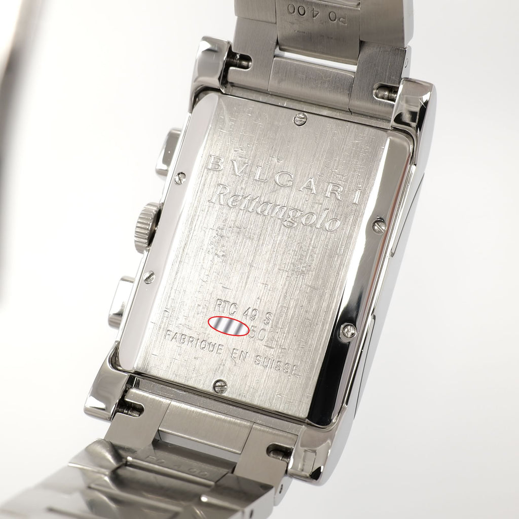 Bulgari Rettangolo RTC 49 S stainless steel case back