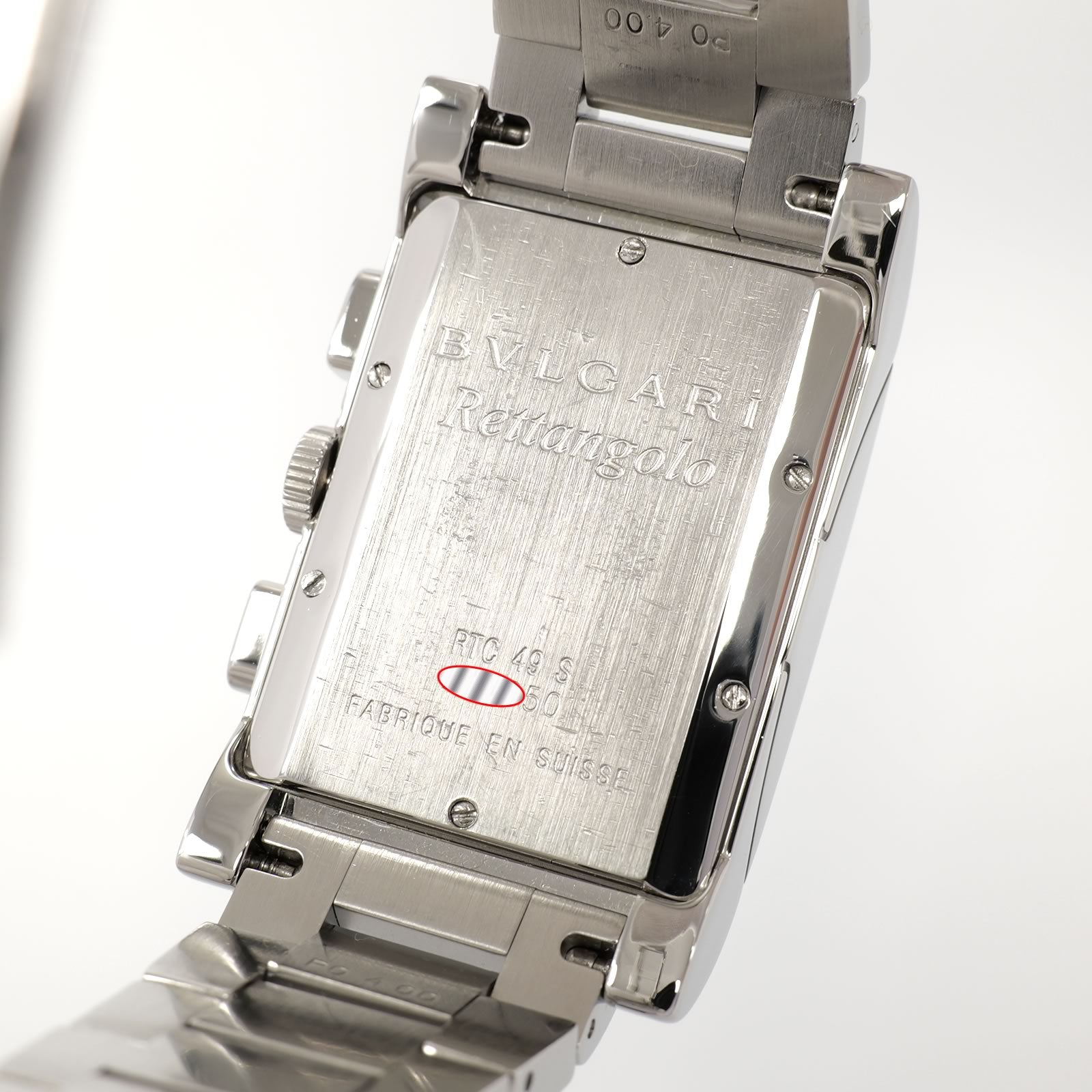 Bulgari Rettangolo RTC 49 S stainless steel case back