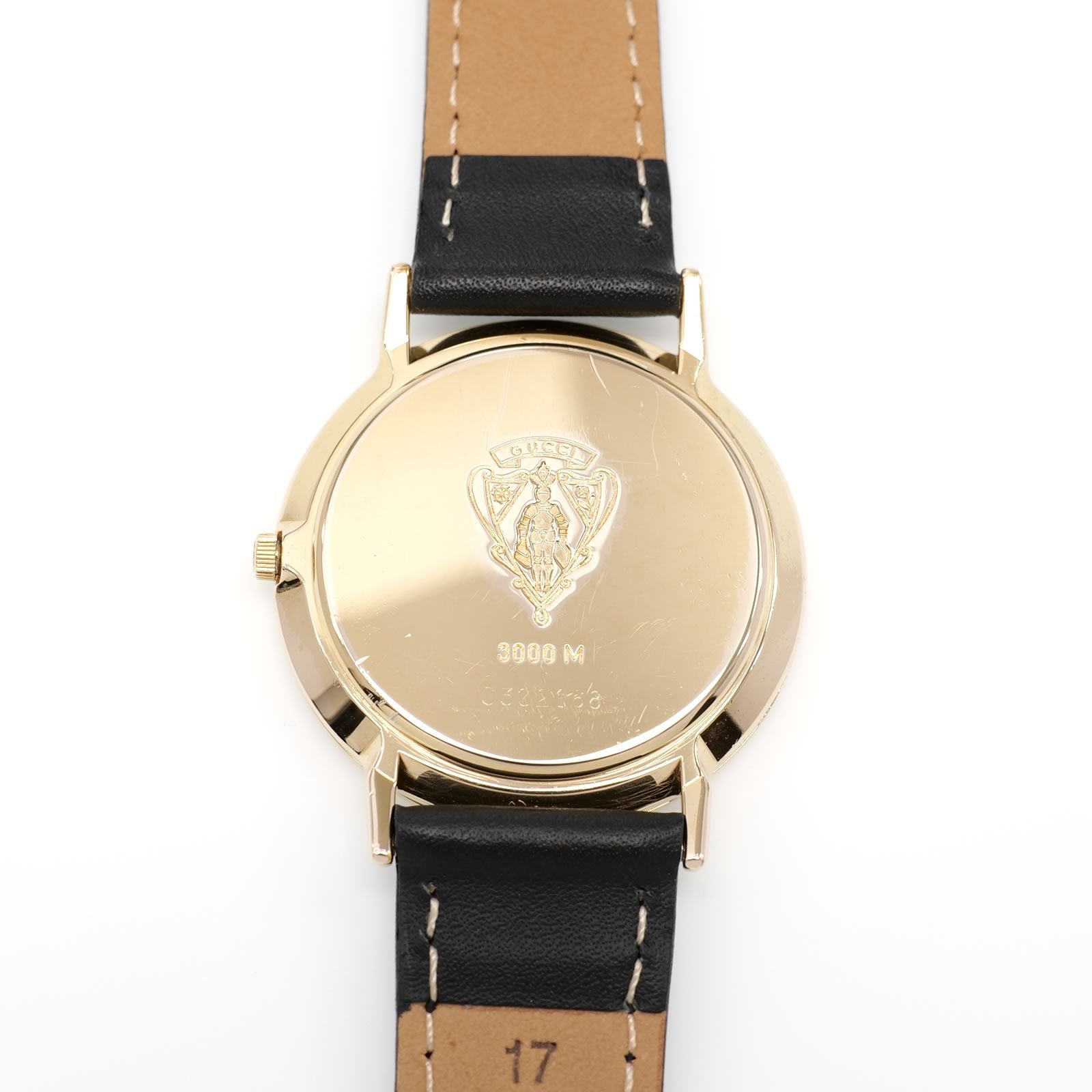 Gucci 3000M Men's 33mm Black Dial 18k Gold Plated Roman Numeral