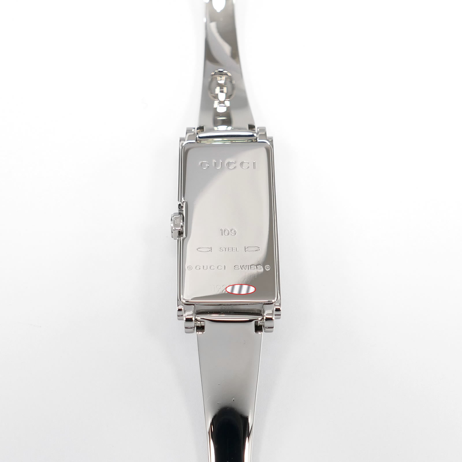 Gucci G-Line 109 stainless steel case back