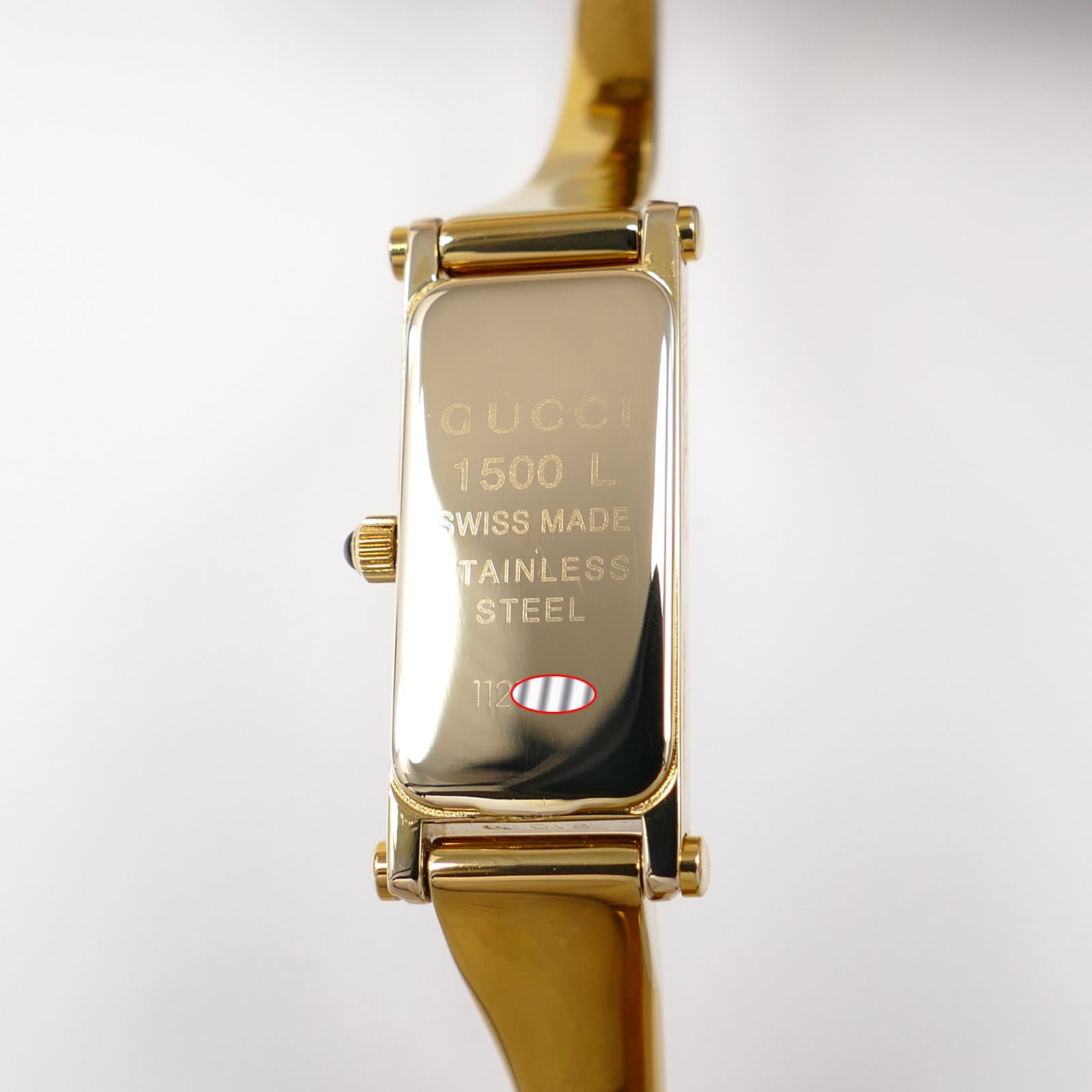 Gucci 1500L 18k Gold Plated case back