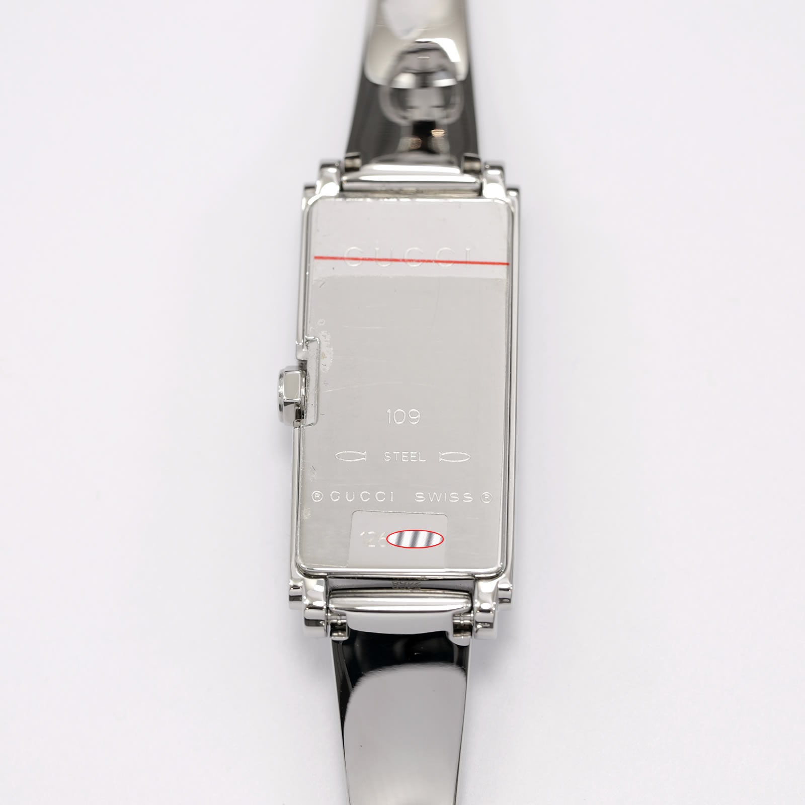 Gucci G-Line 109 stainless steel case back