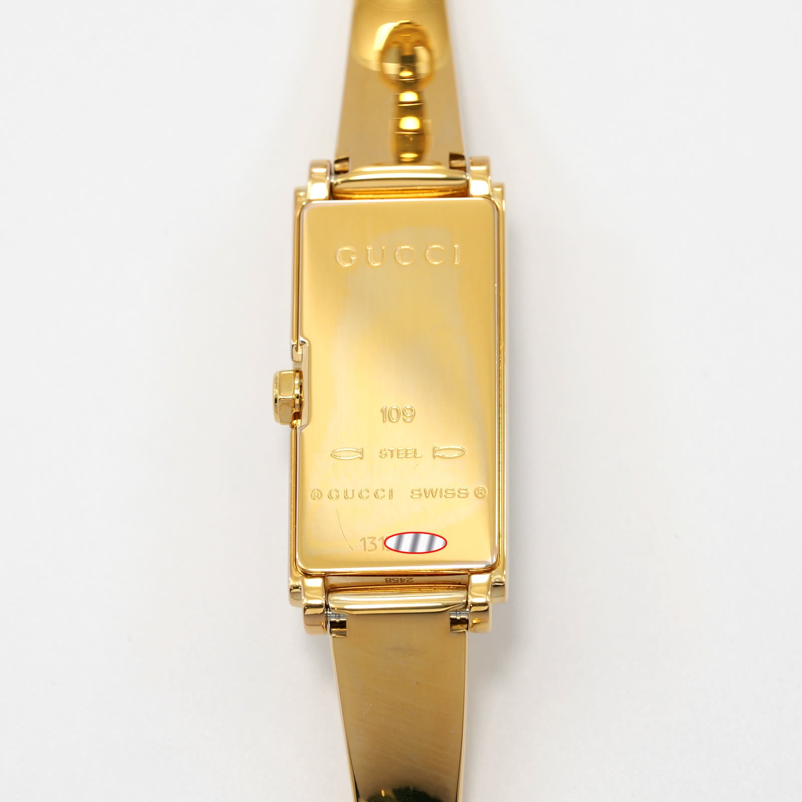 Gucci G-Line 109 18k Gold Plated case back