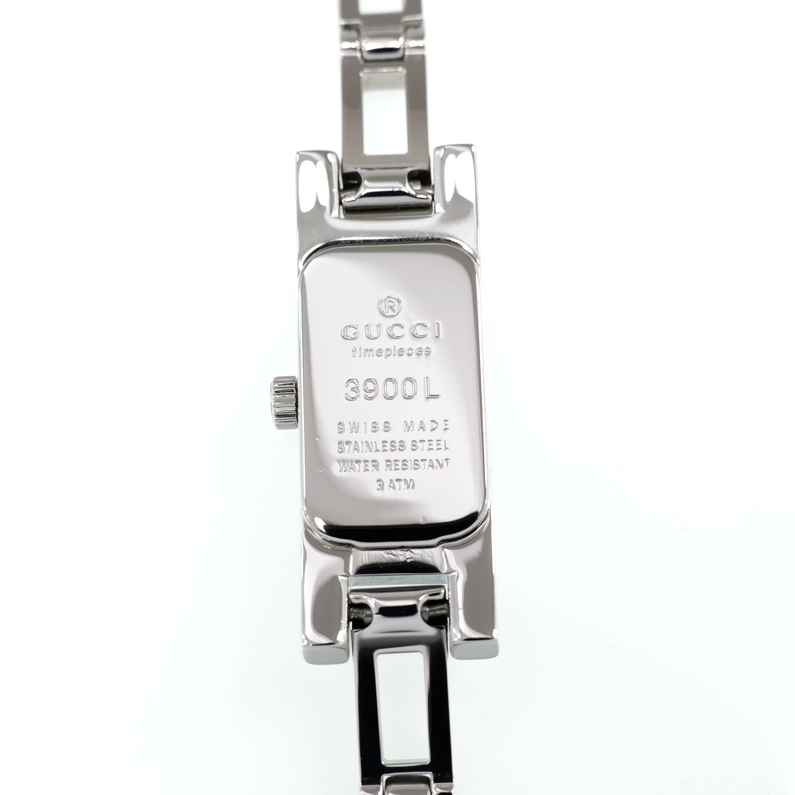 Gucci 3900L Silver Sunburst Dial with 24 Diamonds Rectangular