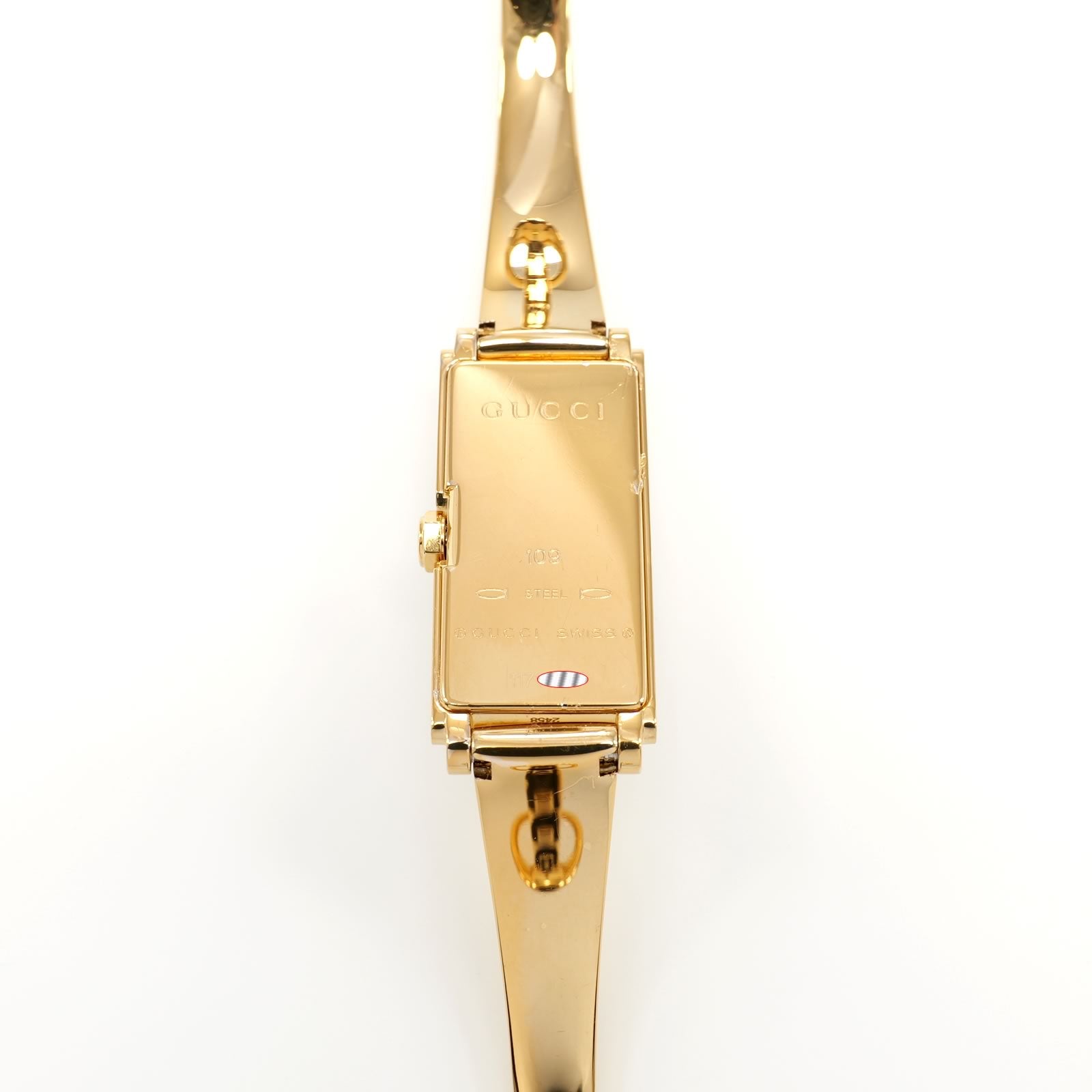 Gucci G-Line 109 18k Gold Plated case back