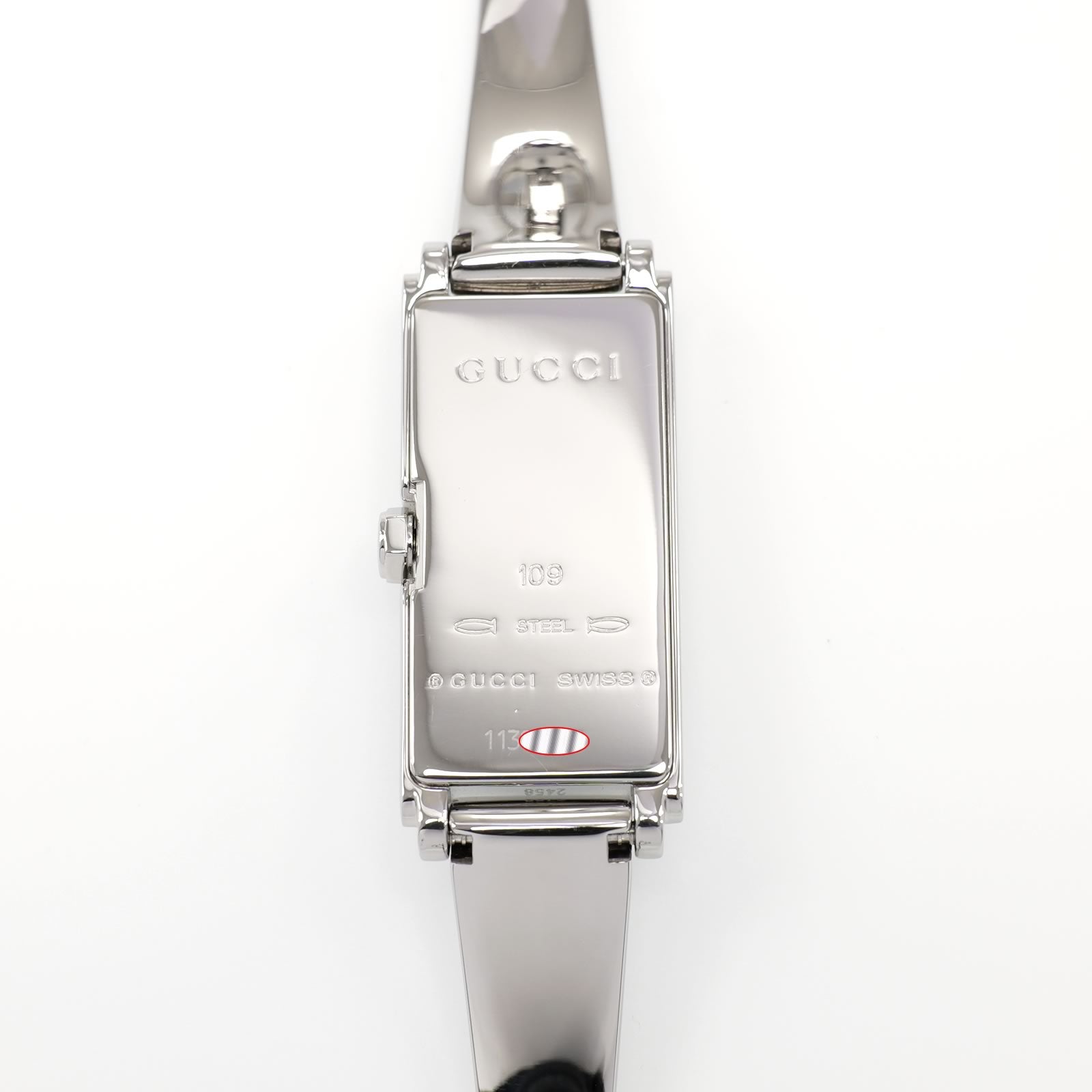 Gucci G-Line 109 stainless steel case back