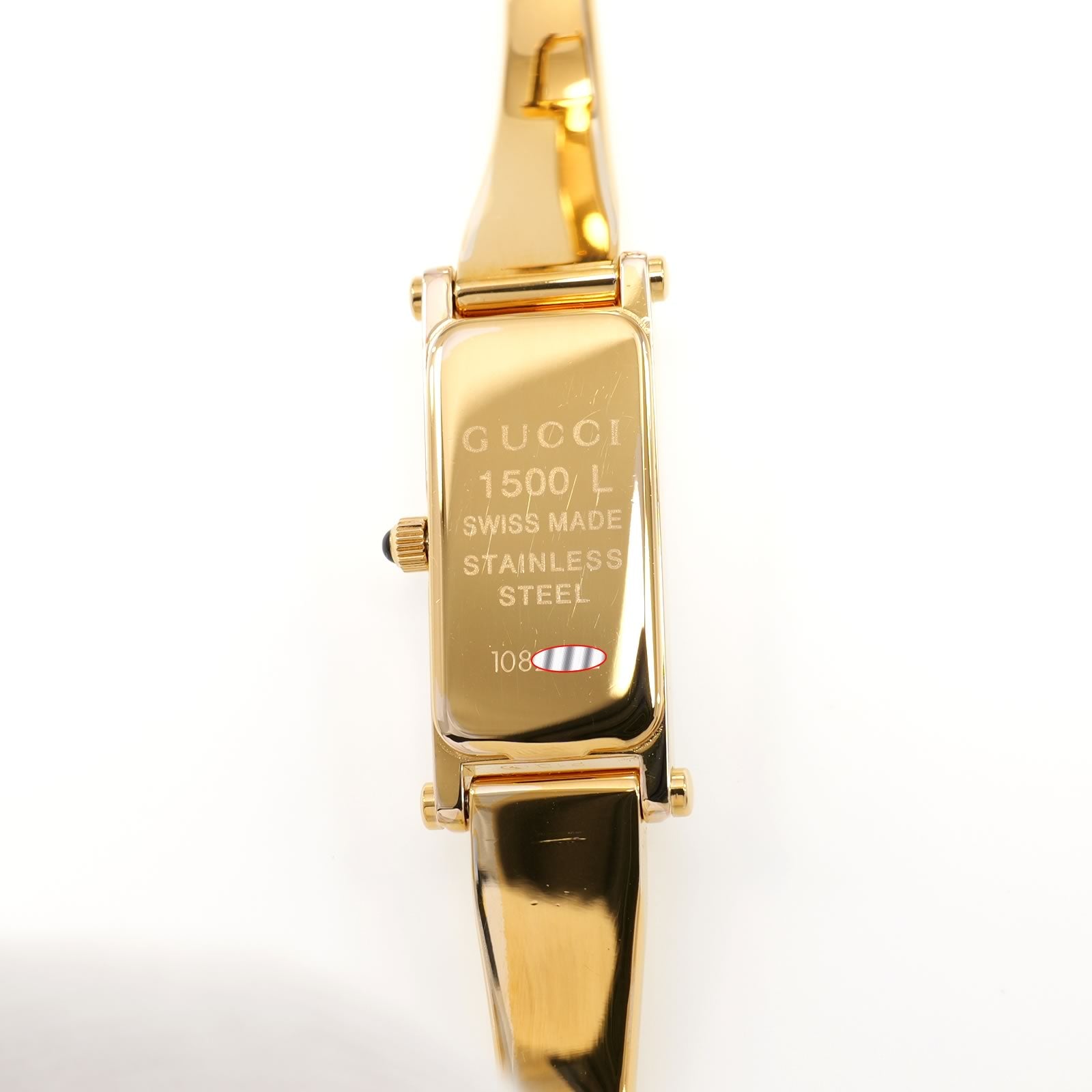 Gucci 1500L 18k Gold Plated case back