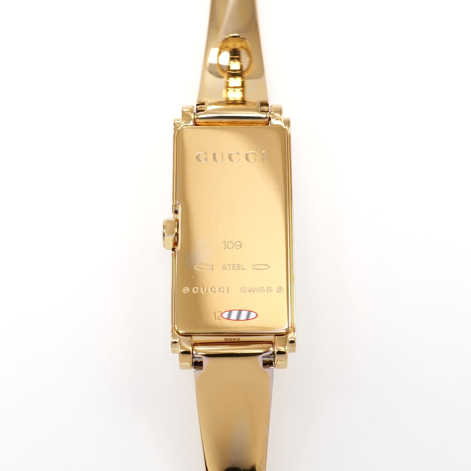 Gucci G-Line 109 18k Gold plated case back