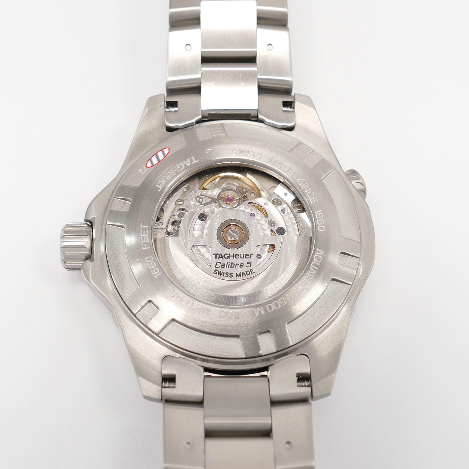 TAG Heuer Aquaracer WAJ2110 Calibre 5 exhibition case back